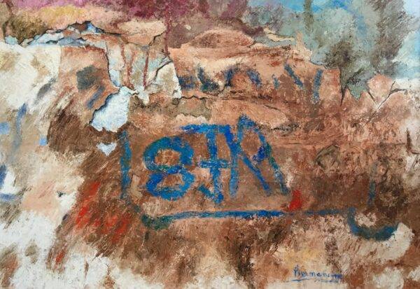 8-7-M, olio su tela e carta di Piermancini, 2016