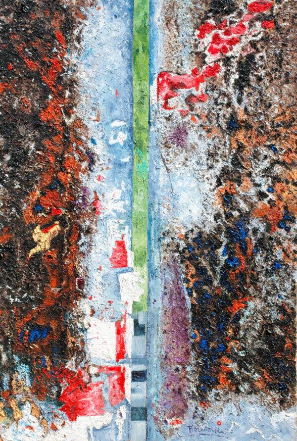 Anima divisa, tecnica mista su tela e carta di Piermancini, 2007