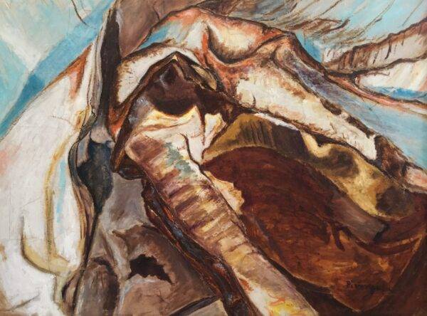 Distorsioni 2, olio su tela e carta di Piermancini, 2000