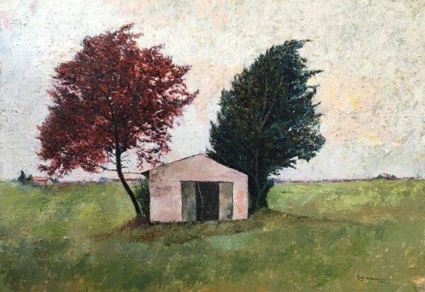 Due alberi, olio su tela e carta di Piermancini, 2006