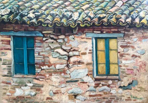 Due finestre chiuse, olio su tela e carta di Piermancini, 1998