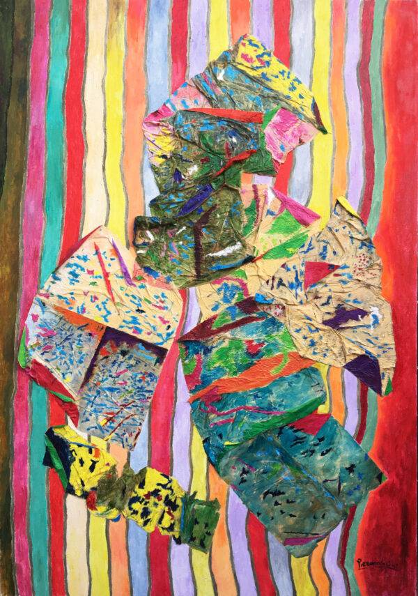 Emozioni, tecnica mista su tela e carta, 2019