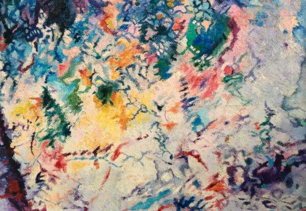 Esplosione 1, olio su tela e carta di Piermancini, 2016