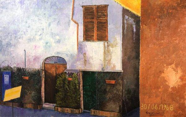 Il vicolo, olio su tela e carta di Piermancini, 2006