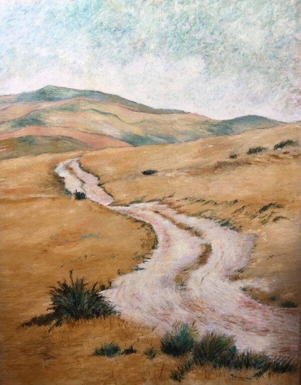 In cammino, olio su tela e carta di Piermancini, 1998