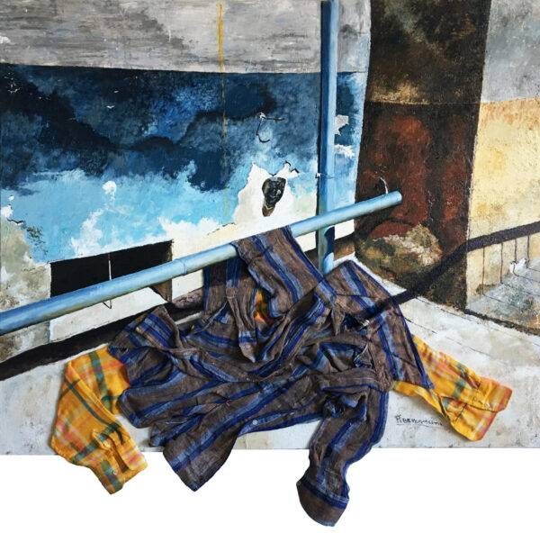 L'angolo, olio su tela e carta di Piermancini, 2019