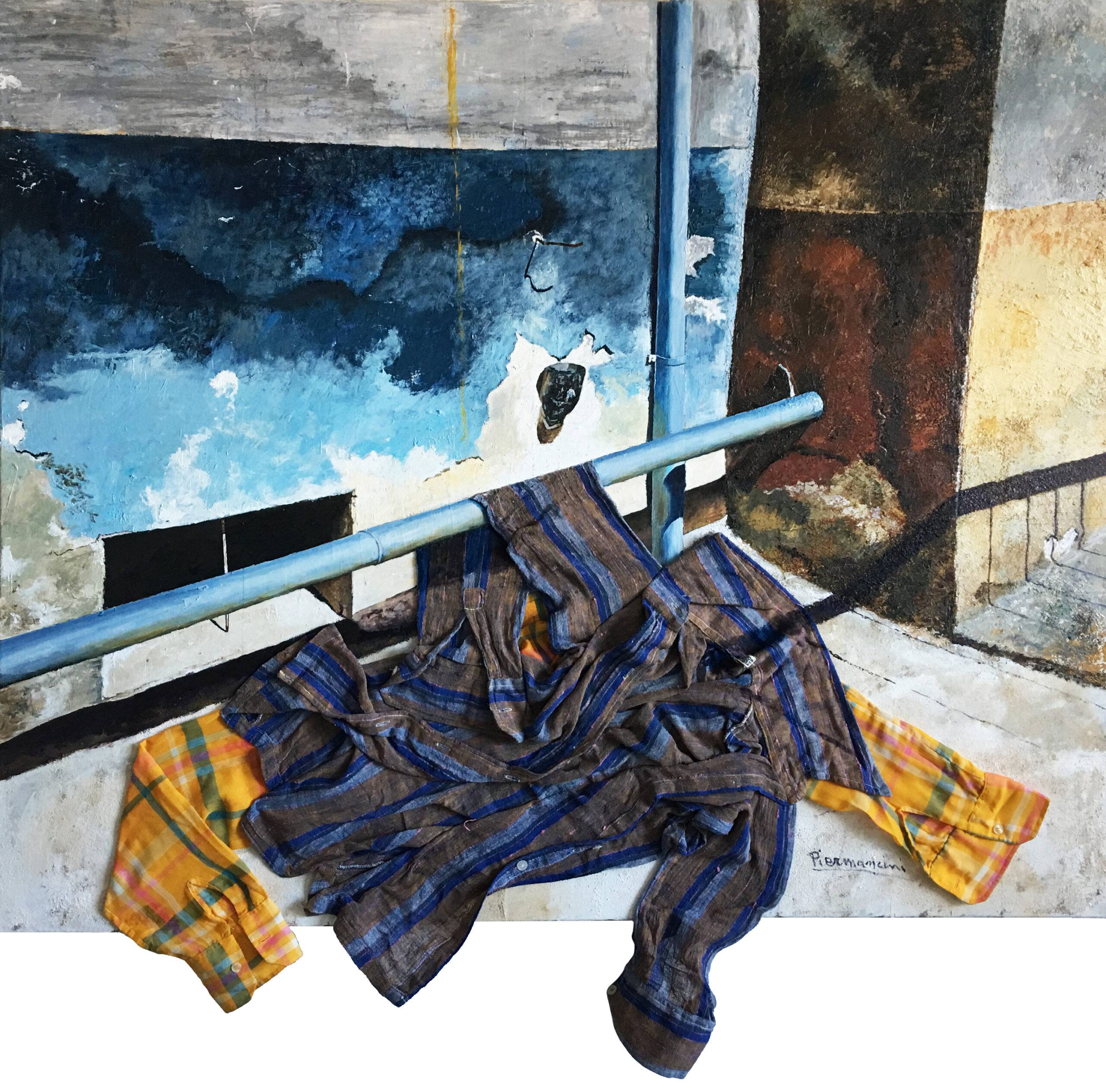 L'angolo, olio su tela e carta di Piermancini, 2019