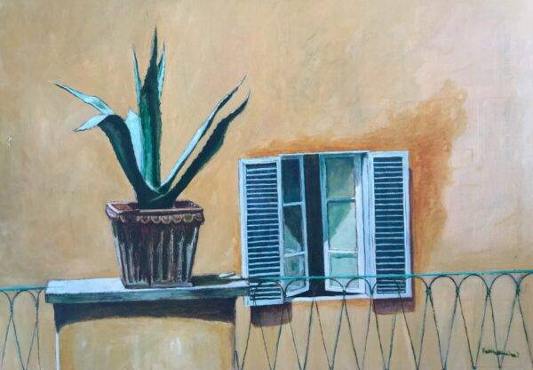 Là dentro, olio su tela e carta di Piermancini, 1990