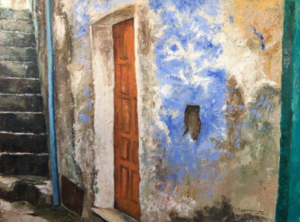 Là sotto, olio su tela e carta di Piermancini, 2010