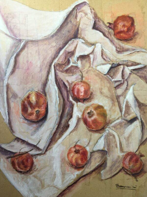 Melograni, olio su tela e carta di Piermancini, 1981