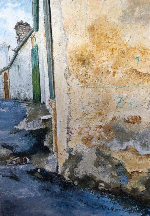 Muri di paese, olio su tela e carta di Piermancini, 2005