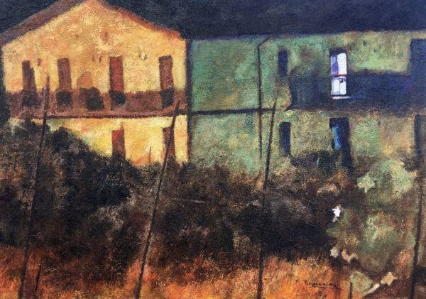 Notturno, olio su tela e carta di Piermancini, 2020