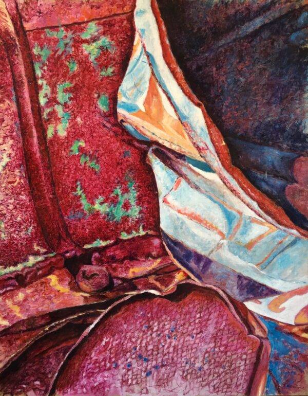 Penetralia 4: guardarsi, olio su tela e carta di Piermancini, 2000