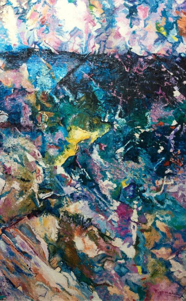 Tra cielo e terra, olio su tela e carta di Piermancini, 2004