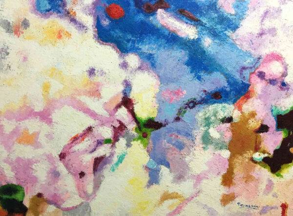 Squarcio di cielo, olio su tela e carta di Piermancini, 2015